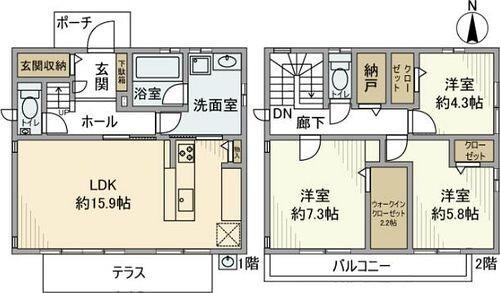 つくし野戸建 間取り図画像