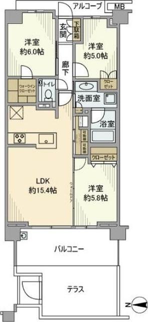 プラウド元住吉ガーデンズ 間取り図画像