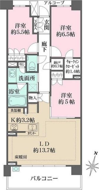 ザ・パークハウス新川崎 間取り図画像