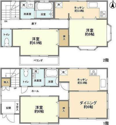 永田東３丁目貸家 間取り図画像
