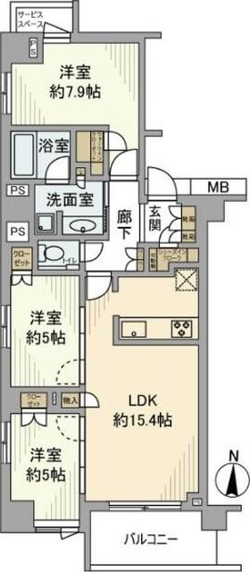 プラウド新丸子エアリーコート 間取り図画像