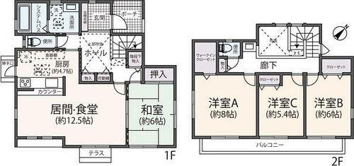 万福寺戸建賃貸住宅Ｅ号棟 間取り図画像