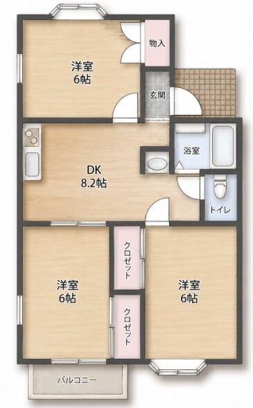 パレス松前台Ｃ棟（202） 間取り図画像