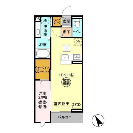 Fleur(フルール）　B（106） 間取り図画像