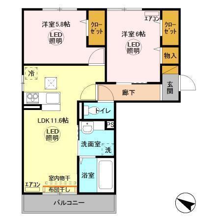 ヴィルヌーブみどりの（103） 間取り図画像