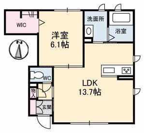 ウェランガ　B棟（107） 間取り図画像