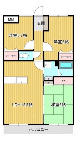 倉敷市玉島乙島マンション 間取り図画像