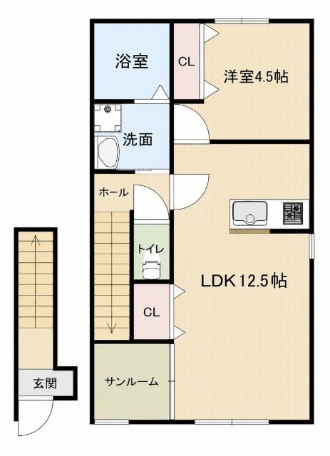 倉敷市玉島八島アパート 間取り図画像