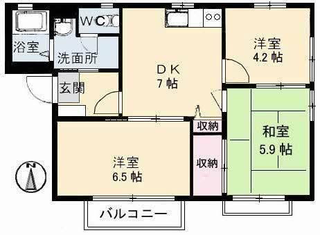 ルナール玉島　Ａ棟 間取り図画像