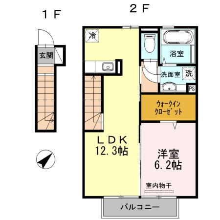 セジュール池亀町　B棟（201） 間取り図画像
