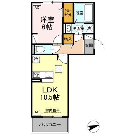 アンジューノ上代　B棟（103） 間取り図画像