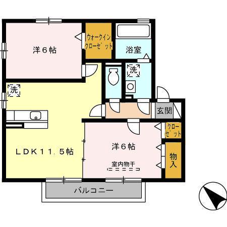 アプリコット．Ｆ　Ⅰ棟（202） 間取り図画像
