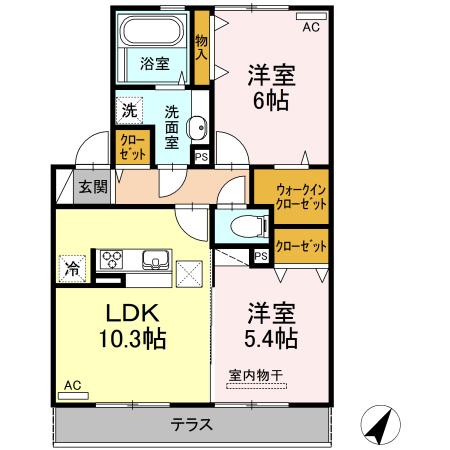 ヴィラージュ月出　B棟（103） 間取り図画像