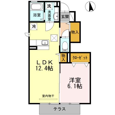 黒髪サンハイツⅢ　B棟（102） 間取り図画像