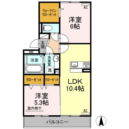 ラフィーネ益城　B棟（205） 間取り図画像
