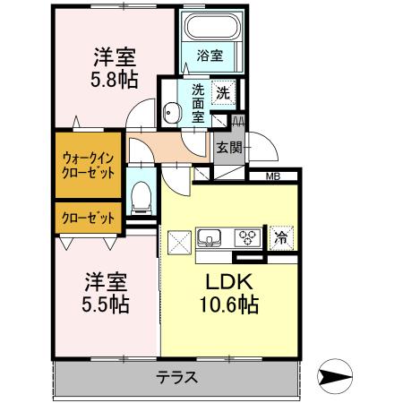 メロンハウスⅡ（102） 間取り図画像