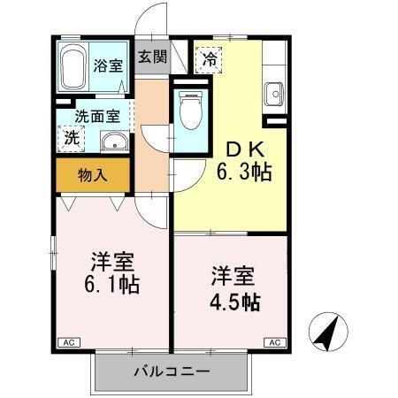 ヴェルドミール山ノ神Ⅱ　A棟（203） 間取り図画像