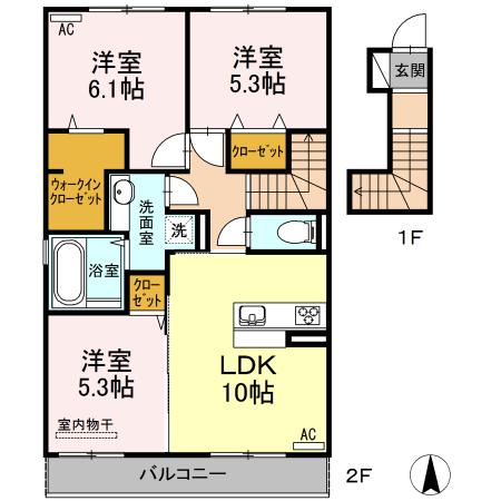 リヤン神園（202） 間取り図画像