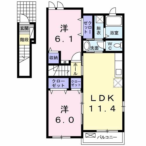 レインボーヒルⅠ（201） 間取り図画像