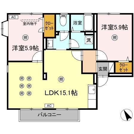 トゥインクル塔乃本　B棟（201） 間取り図画像