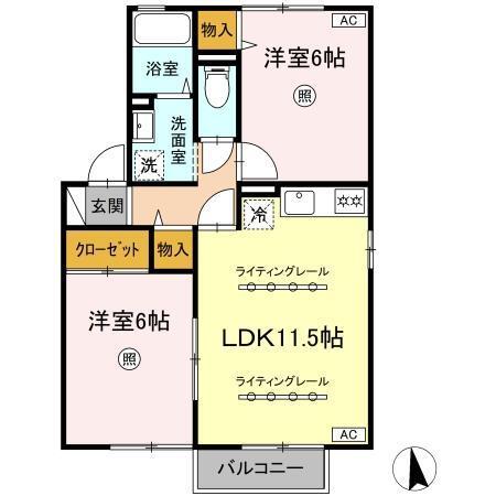 セジュールすみれ　B棟（203） 間取り図画像