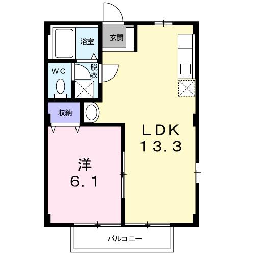 松岡ハイツＢ（201） 間取り図画像