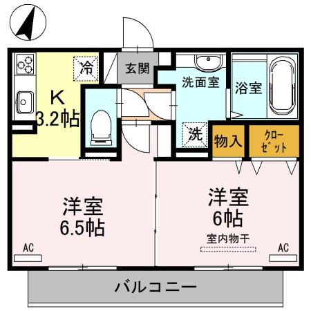 ハピネスヒルズ長嶺　B棟（202） 間取り図画像
