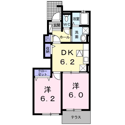 エクセラン三ノ宮　Ｂ（102） 間取り図画像