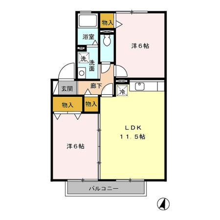 ウィルモア西梶尾　A棟（202） 間取り図画像
