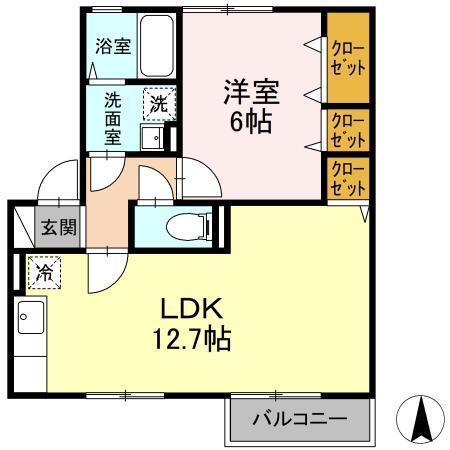 オークスドュール・ウルゲ　A棟（203） 間取り図画像