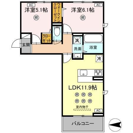 Etoile・Bright(ｴﾄﾜｰﾙ･ﾌﾞﾗｲﾄ)（201） 間取り図画像