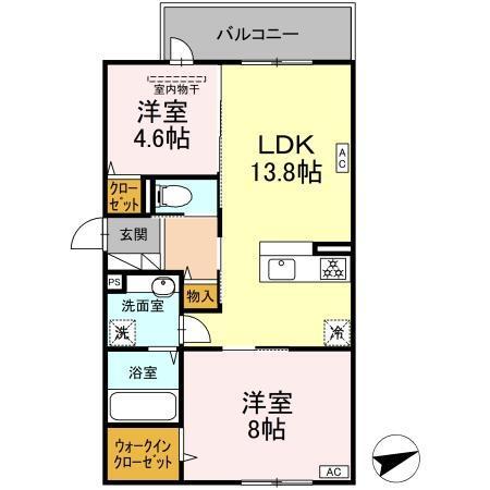 D-ROOM西熊本駅Ⅱ（201） 間取り図画像