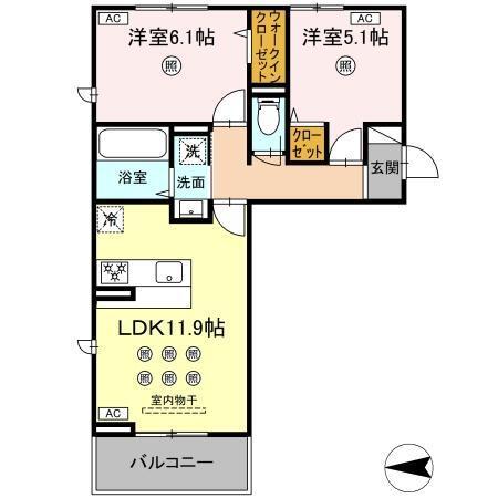 Etoile・Bright(ｴﾄﾜｰﾙ･ﾌﾞﾗｲﾄ)（203） 間取り図画像