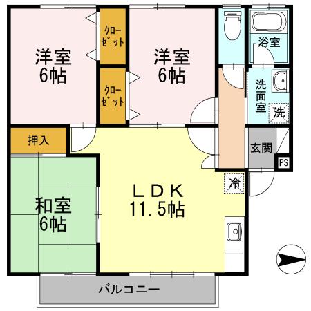 シャルマン野口　A棟（201） 間取り図画像