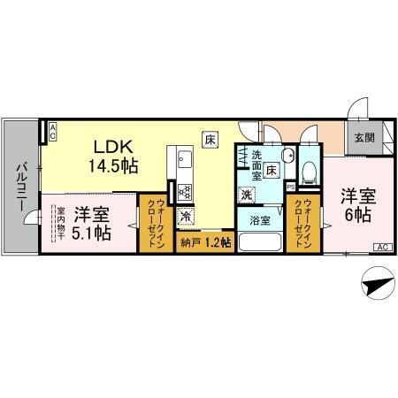 D-ROOM西熊本駅Ⅱ（102） 間取り図画像