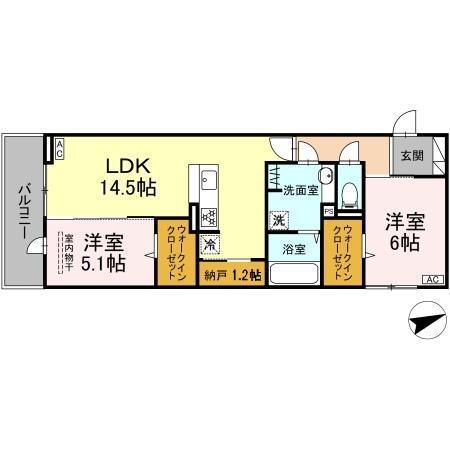 D-ROOM西熊本駅Ⅱ（202） 間取り図画像