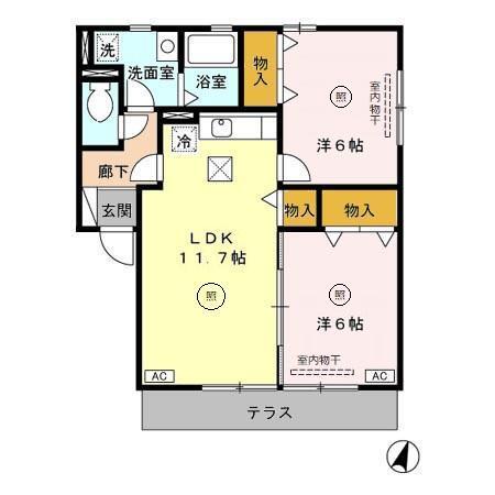 ローズハイム馬渡　B棟（105） 間取り図画像