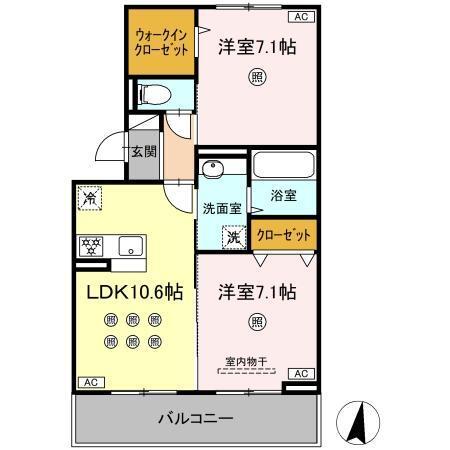 (仮称)D-ROOM琴平1丁目（201） 間取り図画像