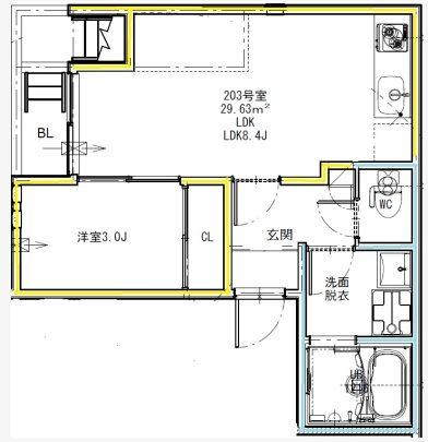 GRANDTIC九品寺（203） 間取り図画像