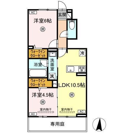 サンメゾン国府　B棟（105） 間取り図画像