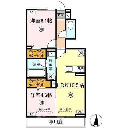 サンメゾン国府　B棟（106） 間取り図画像