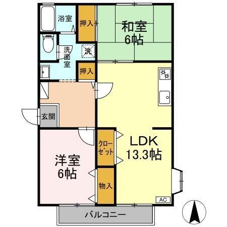 アンプルール　A棟（202） 間取り図画像