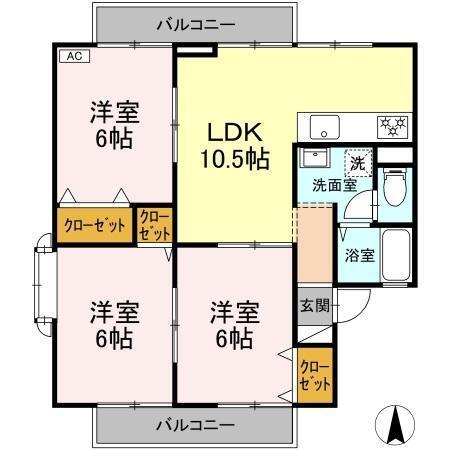 アンプルール　C棟（201） 間取り図画像