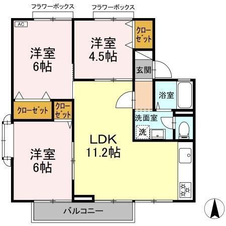 アンプルール　F棟（202） 間取り図画像
