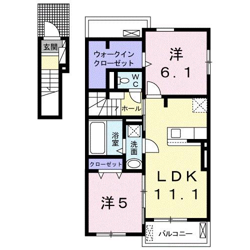 エアリー・ラブⅡ　Ａ（201） 間取り図画像