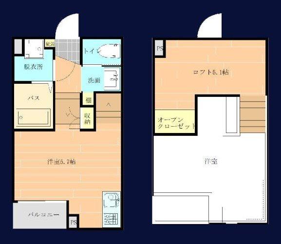 熊本市中央区九品寺アパート 間取り図画像
