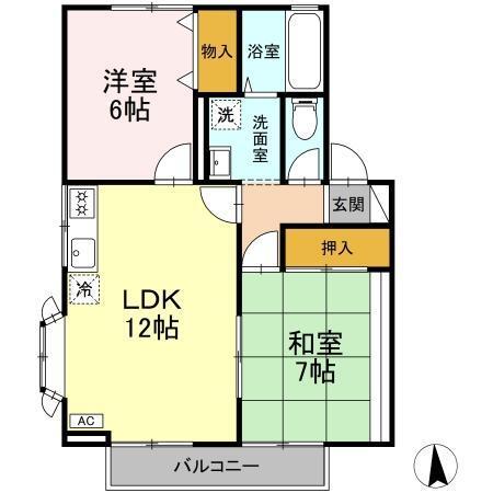 ハイカムール上代　B棟（202） 間取り図画像