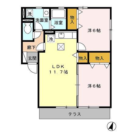 ローズハイム馬渡　A棟（102） 間取り図画像