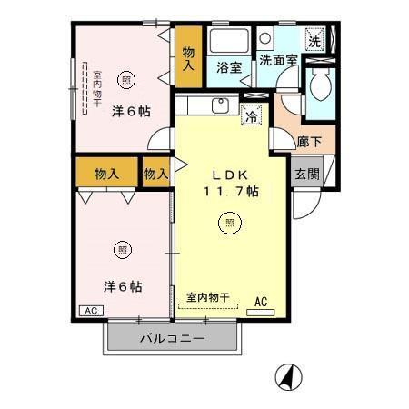ローズハイム馬渡　A棟（201） 間取り図画像