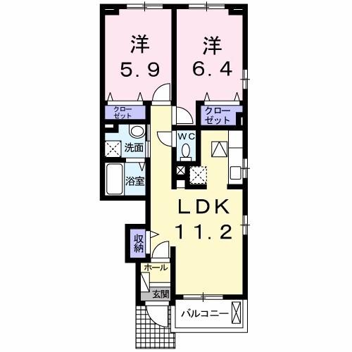 ローリエ伊勢崎亭Ⅱ（102） 間取り図画像